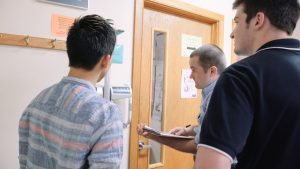 Corey Mallon, RN and Sam Kollmorgen, EMT see patient at the ODC in Vergennes