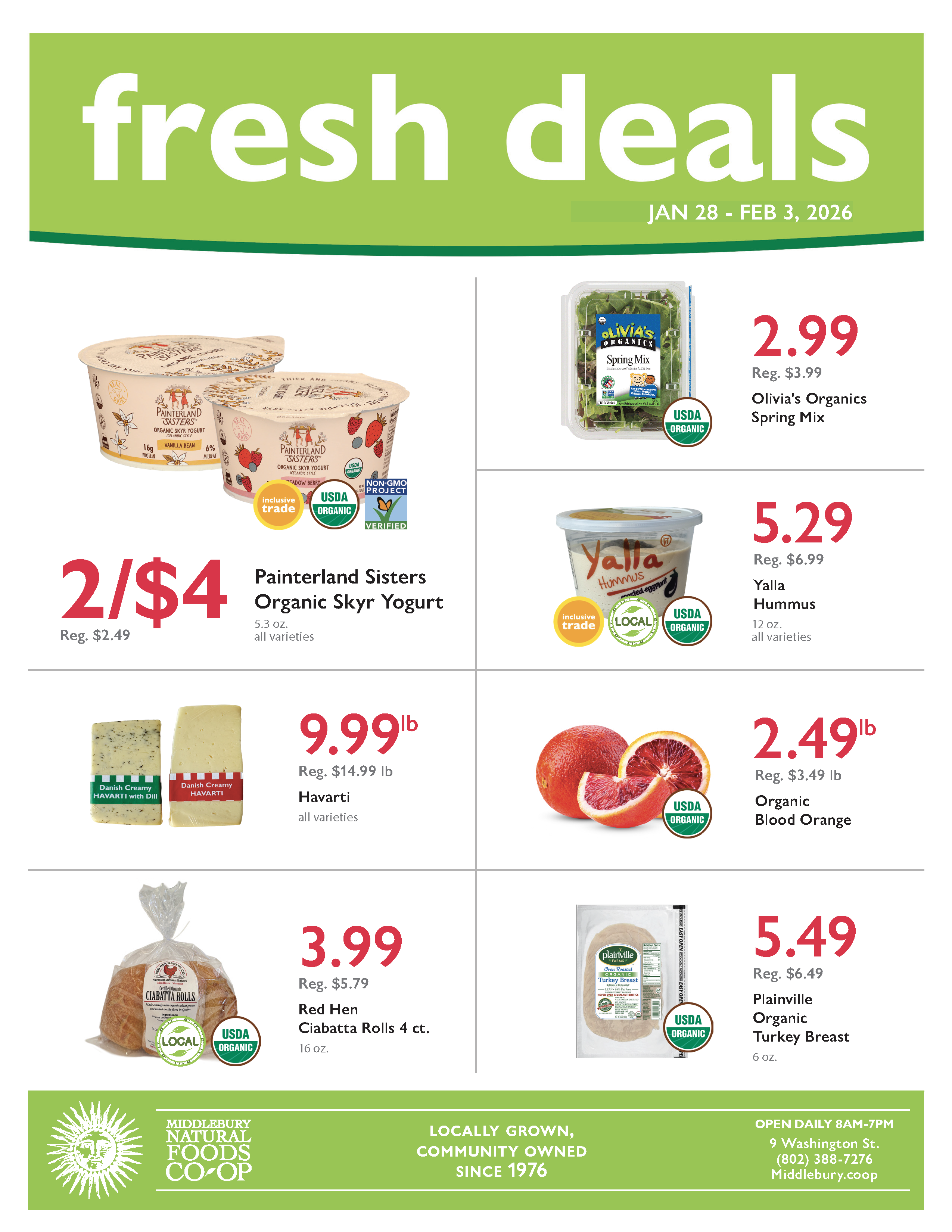 Flyer with fresh sale deals for January 28-February 3