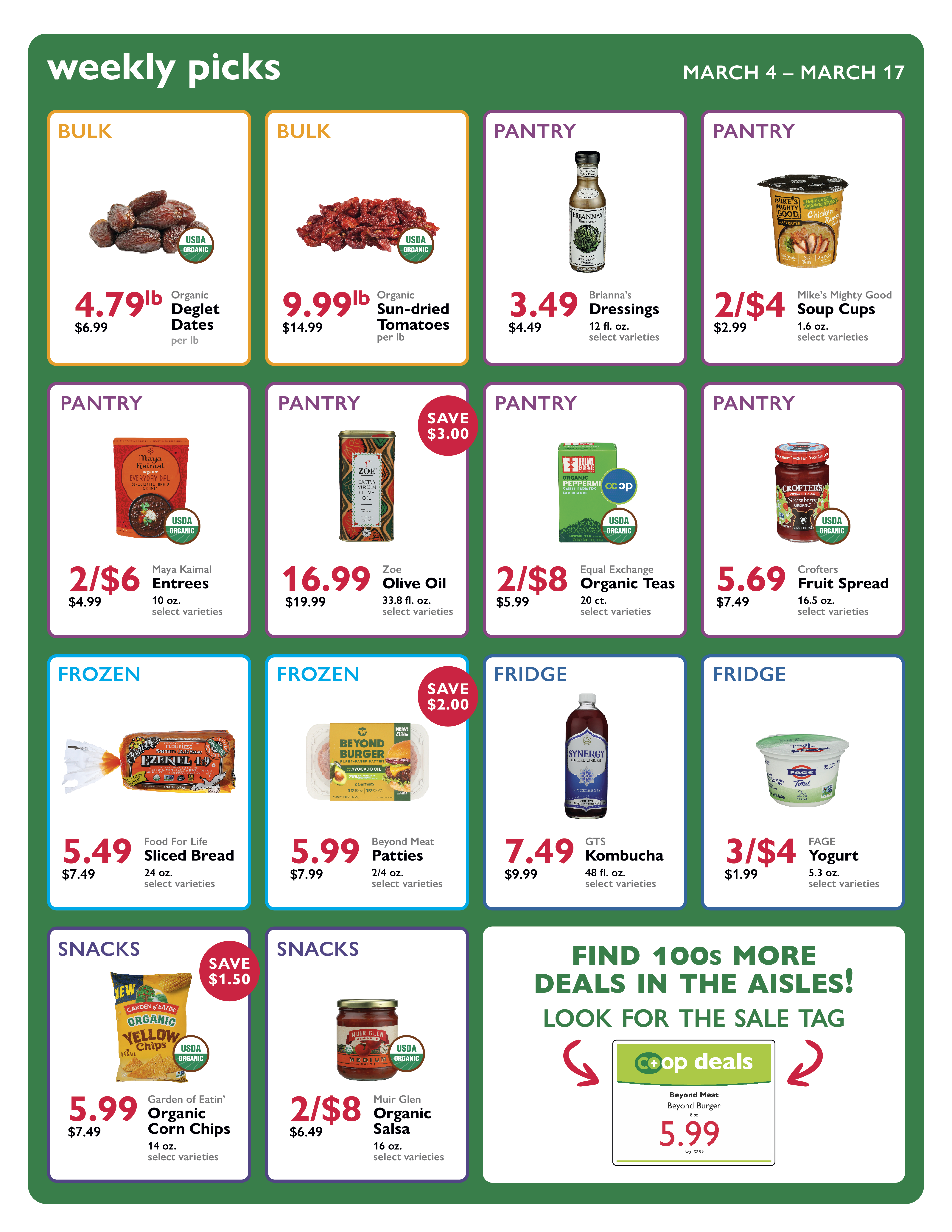 Continuation of Co-op Deals featured for March fourth through the seventeenth