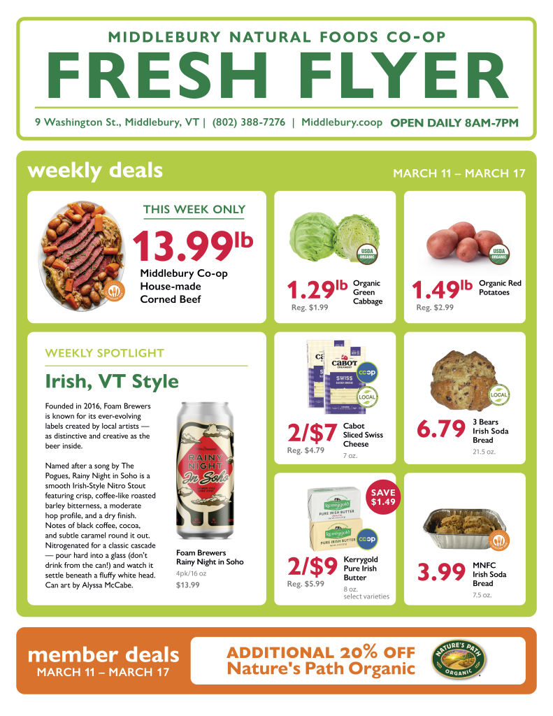 Fresh and featured sales at Middlebury Co-op