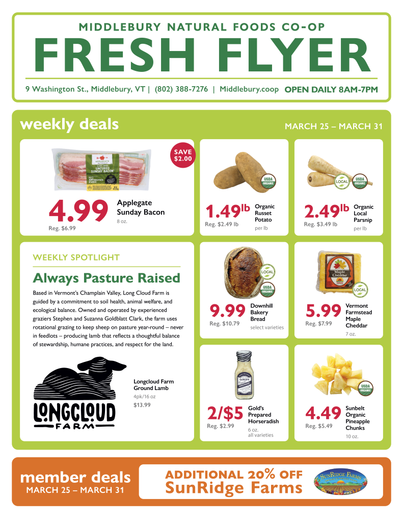 Fresh Flyer detailing weekly sale items for March 25th to March 31st