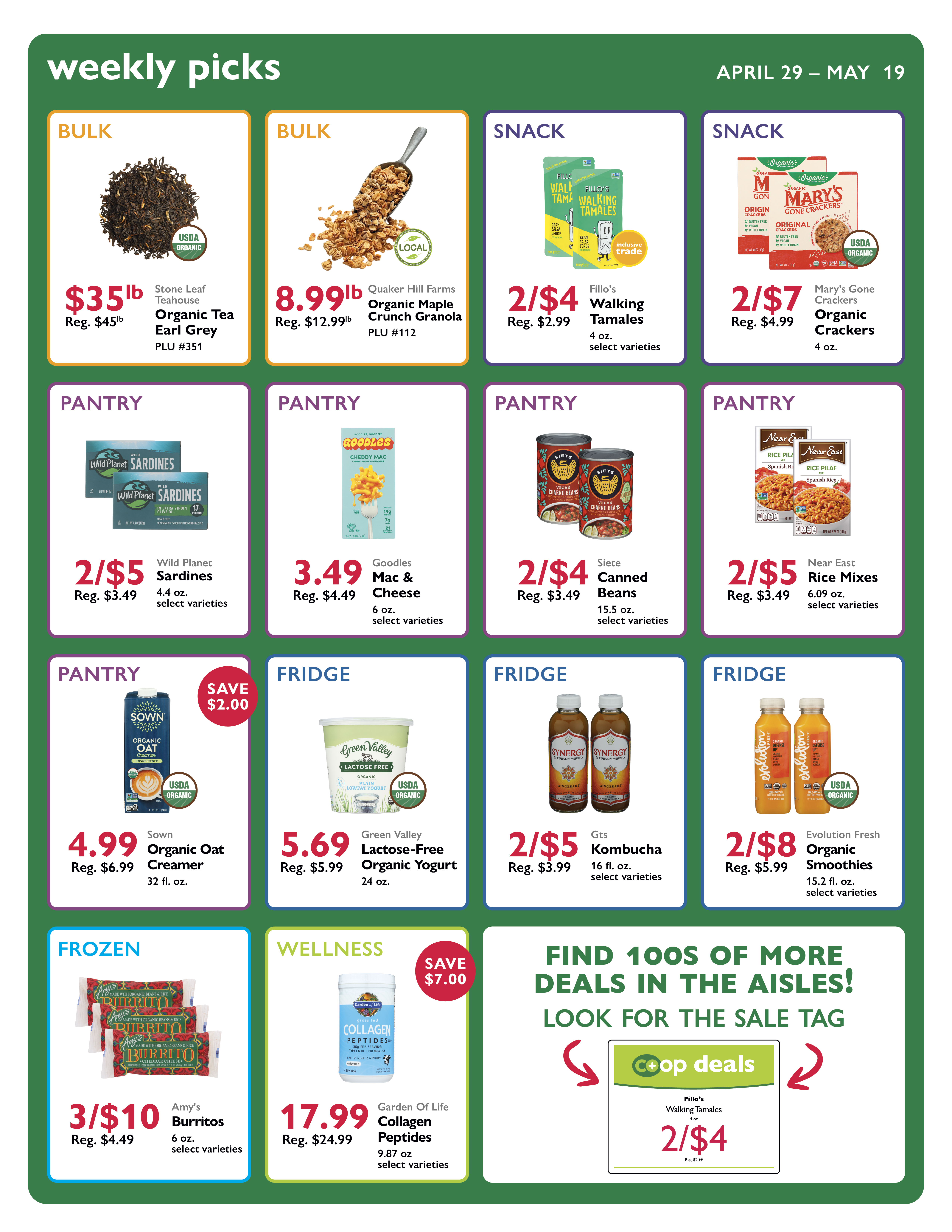 Bi-weekly Co-op Deals for April 29th through May 19th.