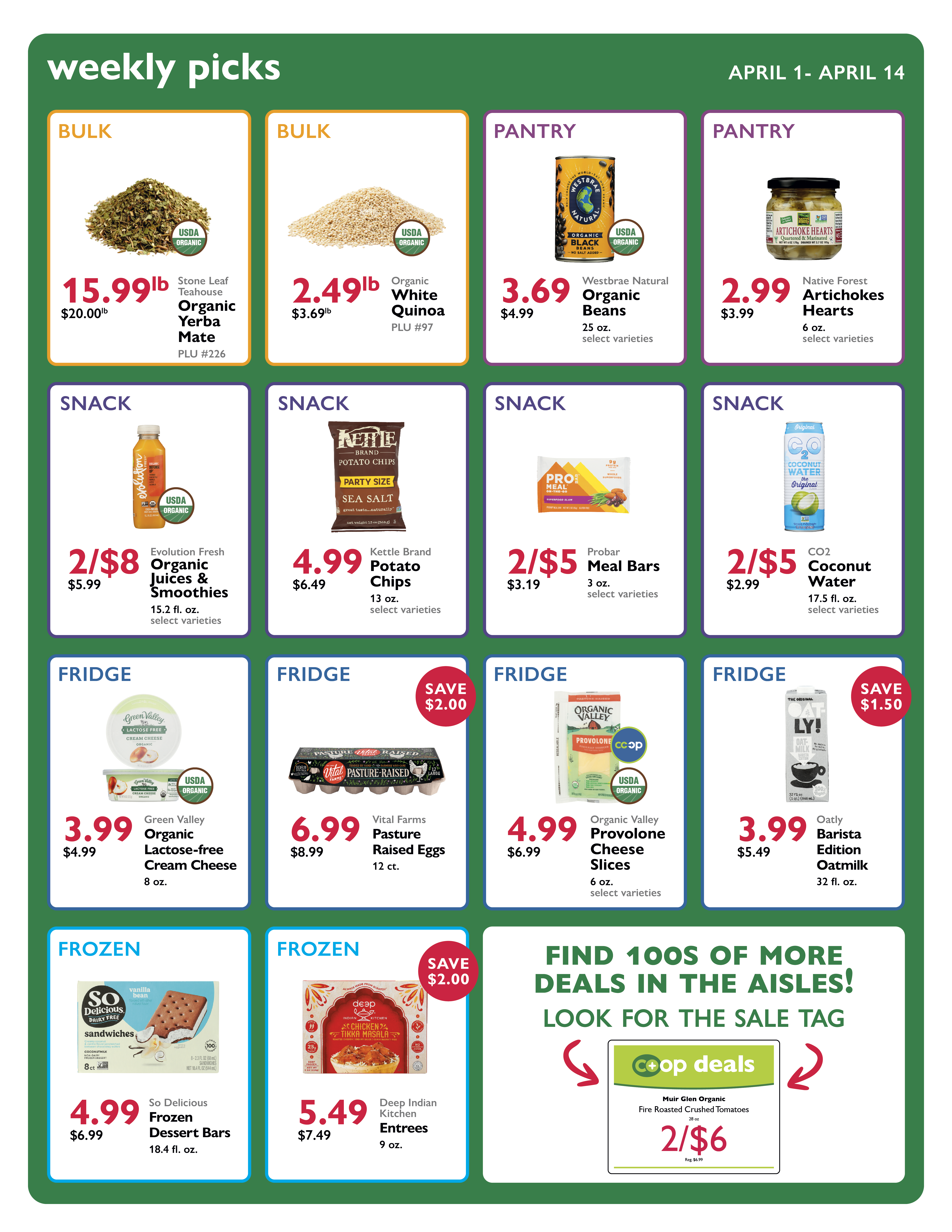 Bi-weekly deals from April 1 through April 14