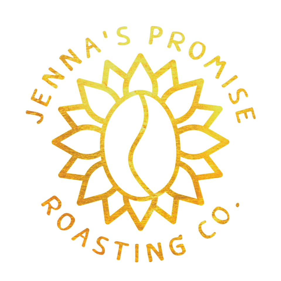 Jenna's Promise Roasting Co. logo featuring a coffee bean