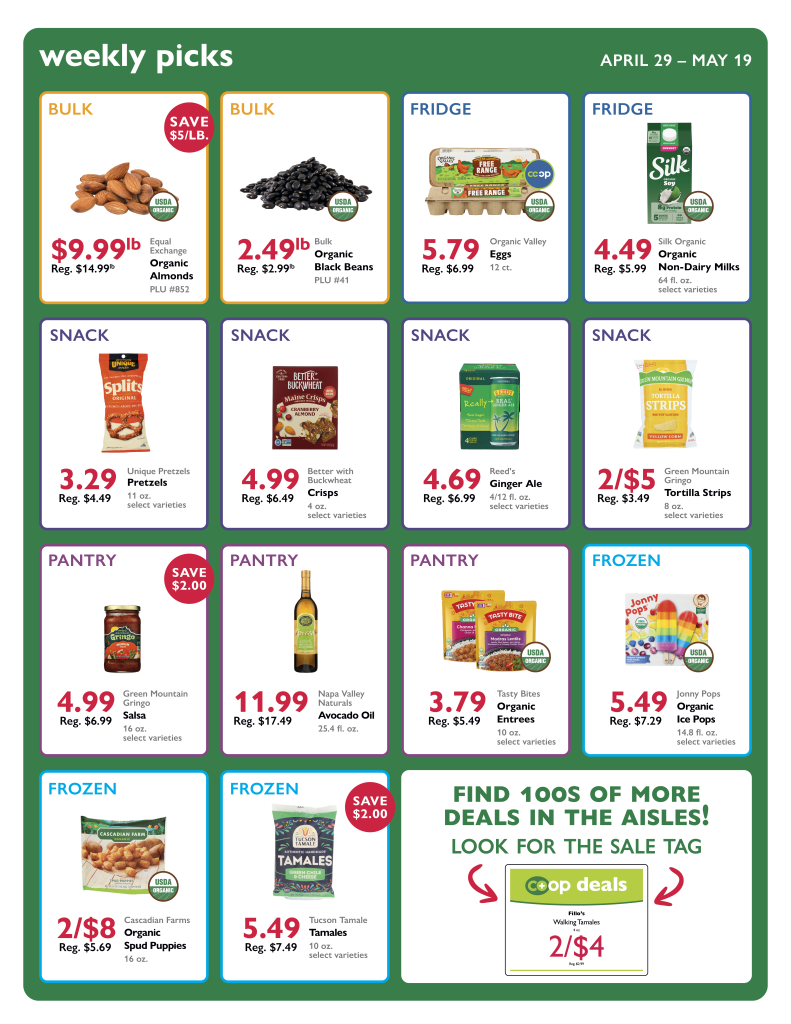 Bi-weekly Co-op Deals for April 29th through May 19th.