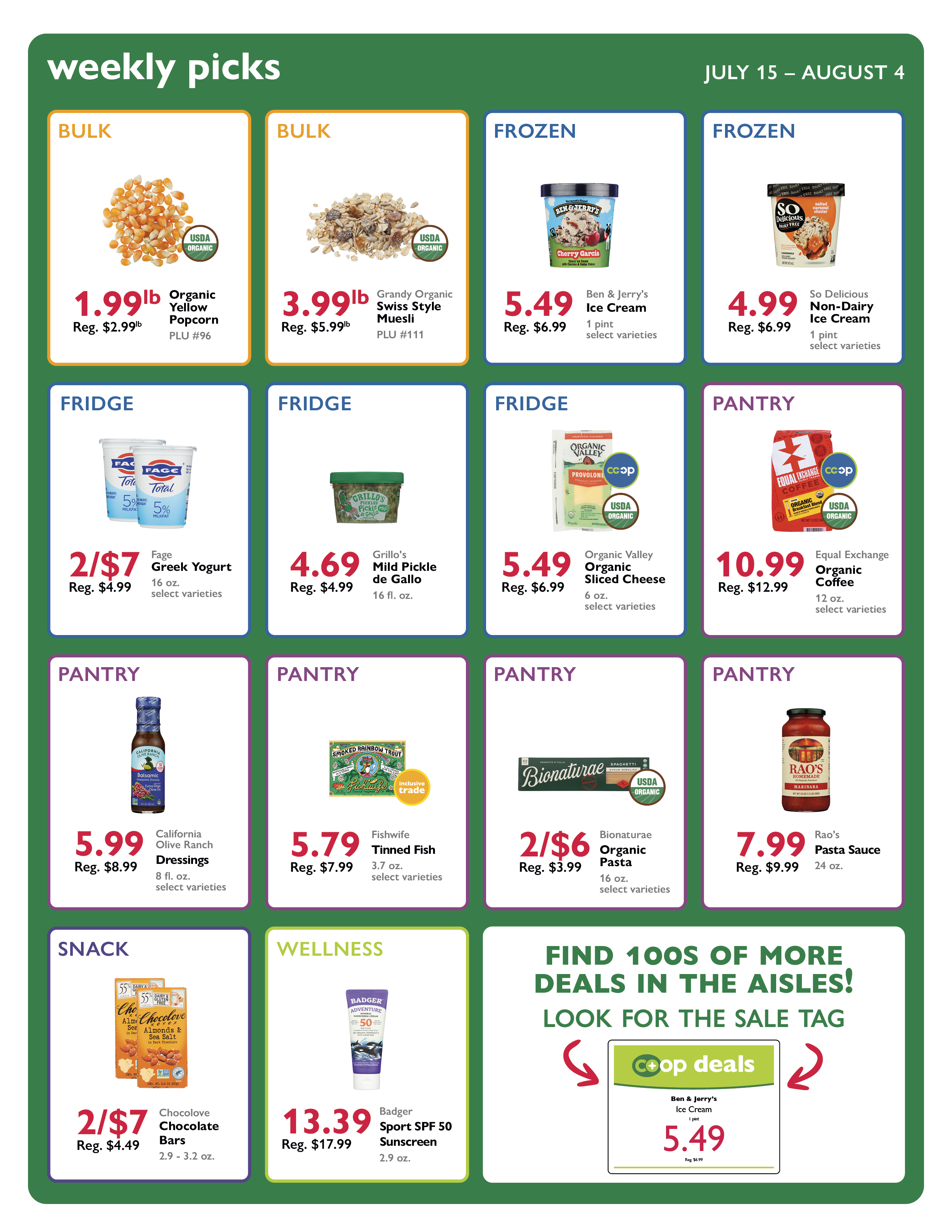 Middlebury Coop NCG co-op deals sale selects for the week of July 15 - August 4, 2026