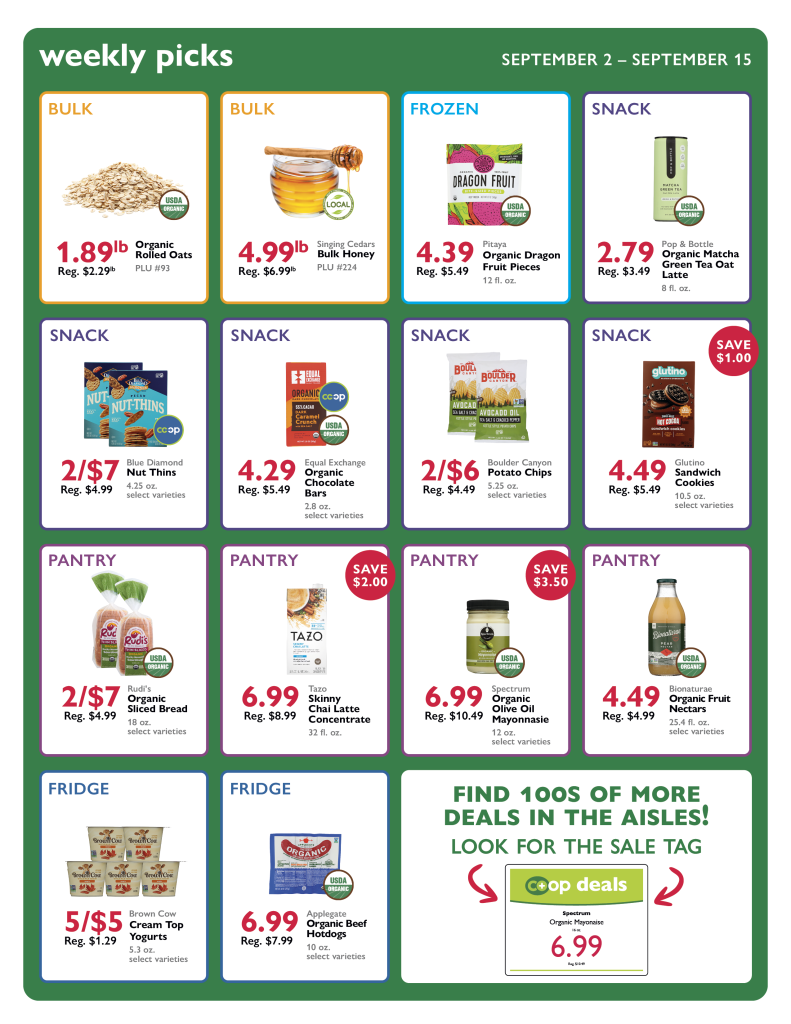 Middlebury Coop NCG co-op deals sale selects for the week of September 2 - September 15, 2026